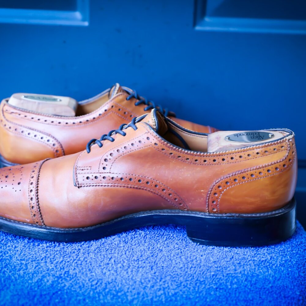 SALE - Allen Edmonds 10.5-D Lexington Burnished Walnut Derby Mens Dress Shoes - Picture 9 of 15